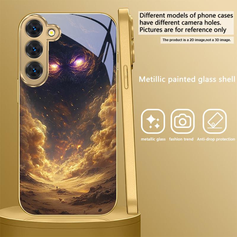Пылающий туманный вихрь Для Samsung Galaxy S26 S20 FE S21 Ultra S23 Plus S24 Ultra S25 S21+ S22Plus S26+ Золотой стеклянный чехол для телефона