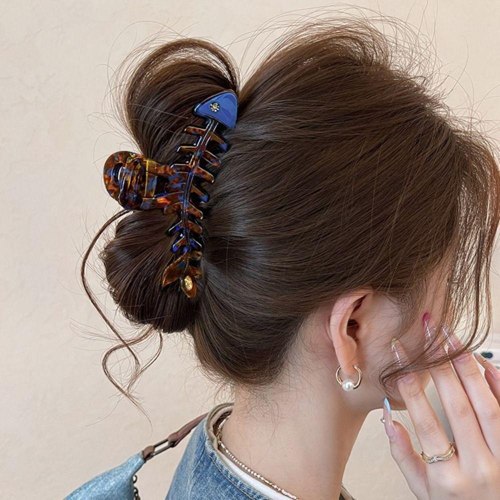 Hairpin Fish Bone Shaped Hair Claw Acetic Acid Acetate Shark Clip Cute Animals Hair Clip Headwear