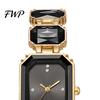 Sparkling Women Watch Ladies Bracelet Quartz Rhinestone Rectangular Dial Dress Faux Diamond Wristwatch for Elegant Jewelry Timepiece Eye-catching