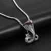 New Exaggerated Horror Cobra Pendant Necklace for Men's Fashion Red Crystal Inlaid Metal Pendant Accessory Party Jewelry