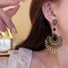 Light Luxury Tassel Dangle Earrings Exaggerated Vintage Earrings Rhinestone Peacock Earrings  Women