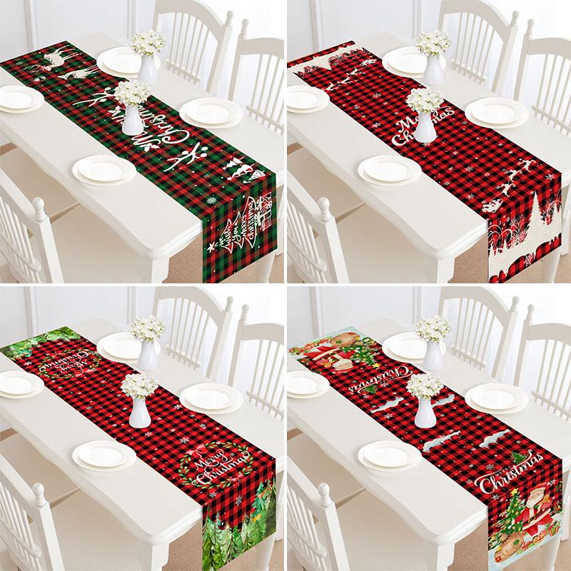 Рождественская решетчатая дорожка для стола, чехол для флага, рождественский декор для столовой и домашней вечеринки