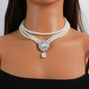 Elegant European & American Imitation Pearl and Gemstone Necklace for Wedding Attire