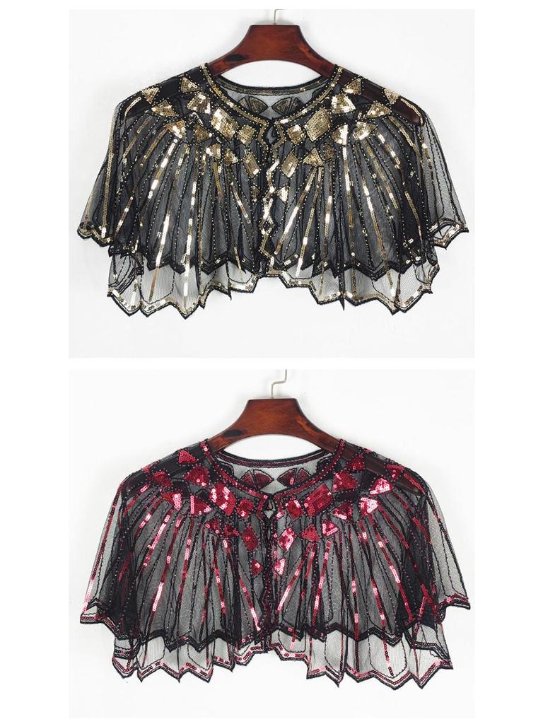 Women's Sequined Mesh Shawl - Summer Sun Protection, Slim Short Style