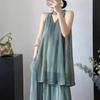 Летний стиль Tie-dye Топ-жилет на бретельках с V-образным вырезом, свободный, с характером