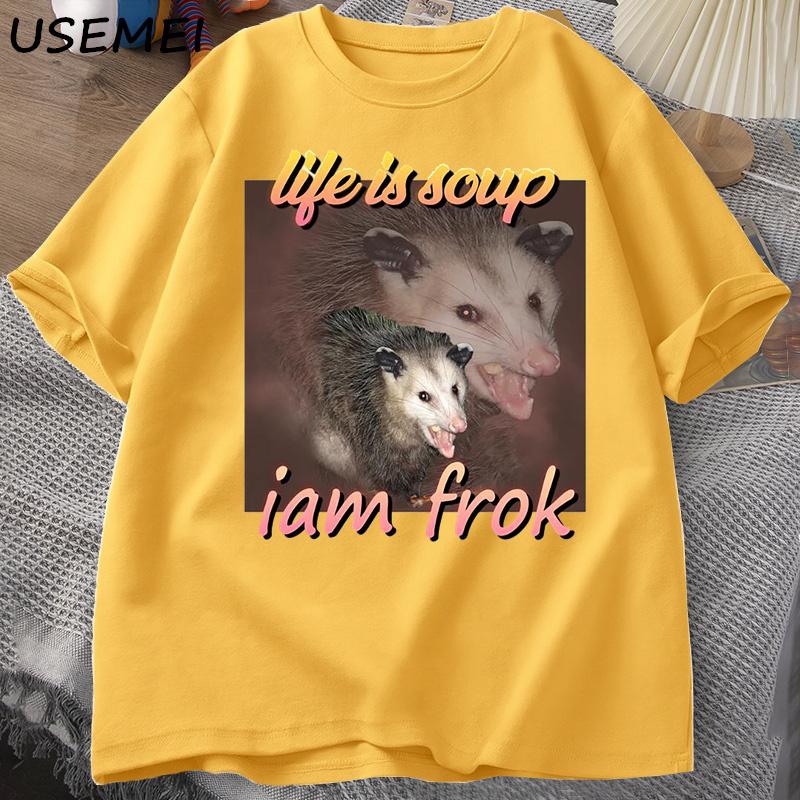 Life Is Soup I Am Fork Possum Tshirt Unisex Cotton Short Sleeve Tee Shirt Unisex Unisex Clothing Printed T Shirt Cotton Oversize