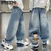 Джинсы для мальчиков Детские Модные Осенние Брюки Свободные Повседневные Брюки