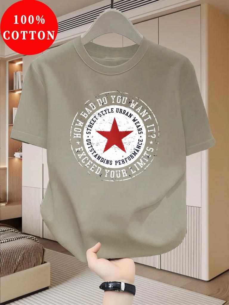 2026 Summer New Style Unisexs Pure Cotton TShirt Street Casual Fashion Soft and Comfortable Simple Star Pattern Print