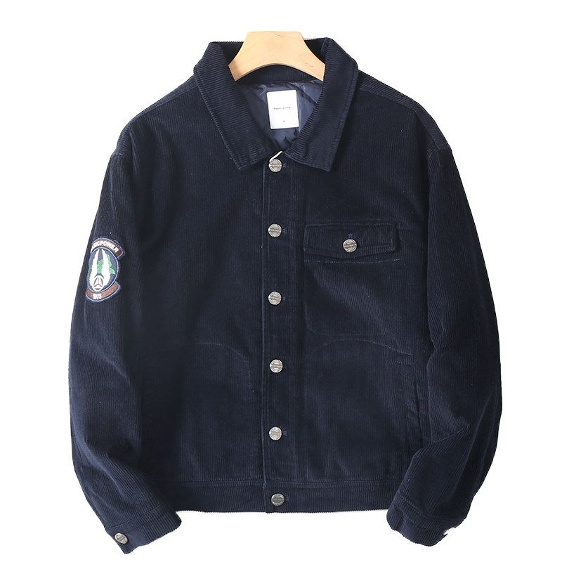 Foreign Trade Export Cut the Tag off Overplus Order Quilted Thick Corduroy Jacket Men's Autumn and Winter Letter Embroidery Warm Cotton-padded jacket