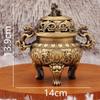 Antique Brass Animal Head Incense Burner: Three-Legged Aromatherapy Ornament for Indoor Buddhist Hall or Tea Ceremony