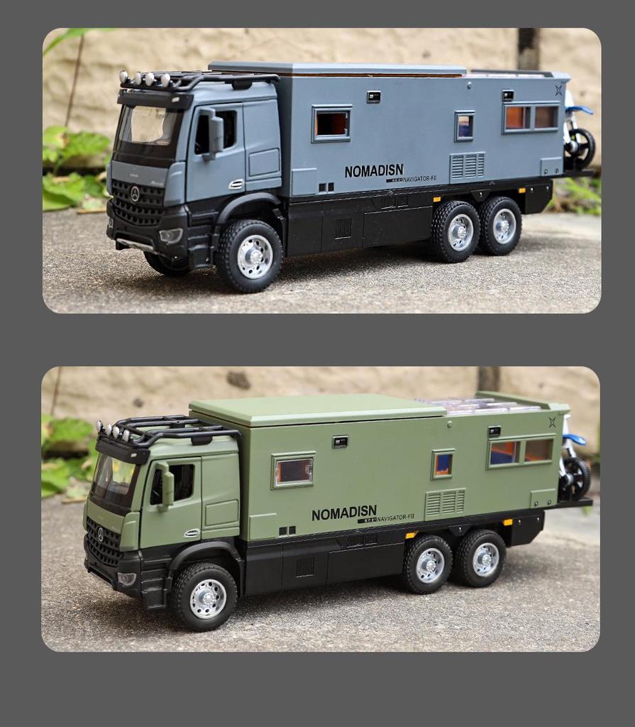 1:24 Модель автомобиля из сплава Nomad RV со звуком и светом, Игрушка с инерционным механизмом для детей