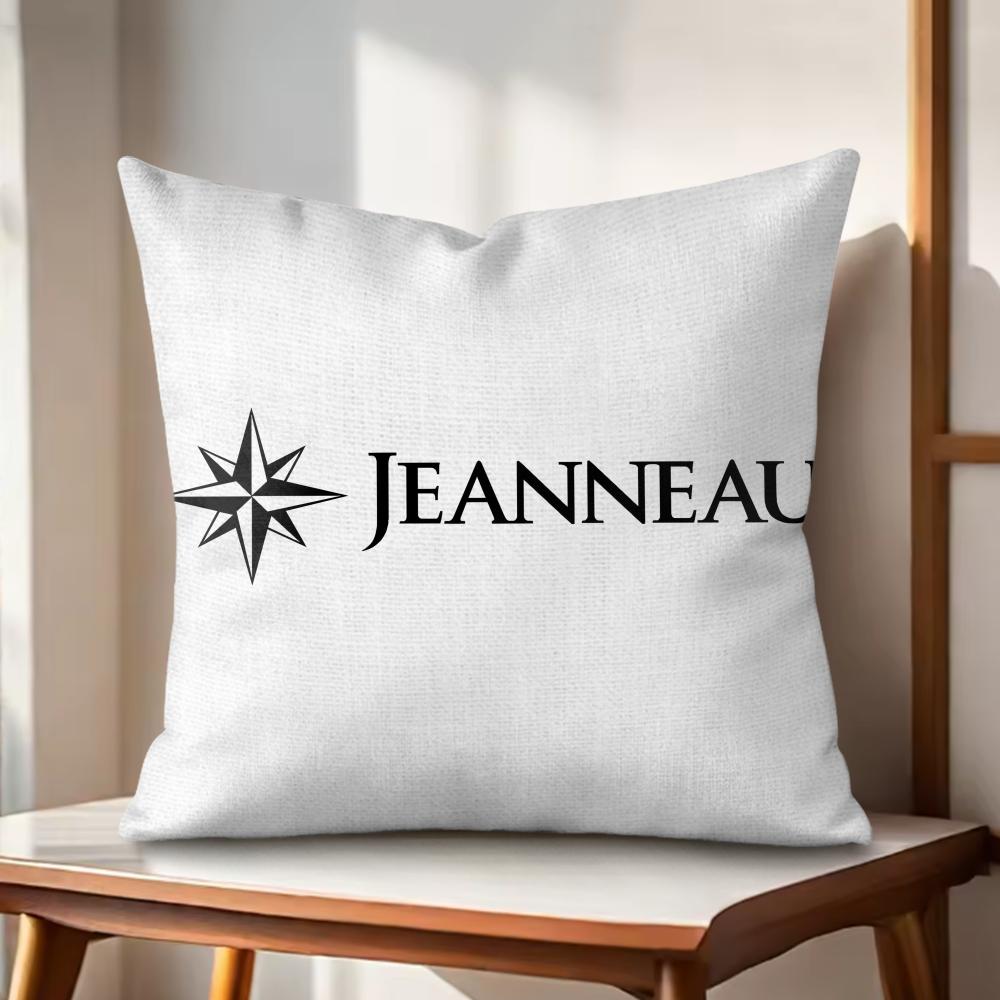 Classic JJEANNEAU Logo Cushion Cover Natural Linen Organic Fabric DoubleSided Printing Couch Pillow Covers Home Decor
