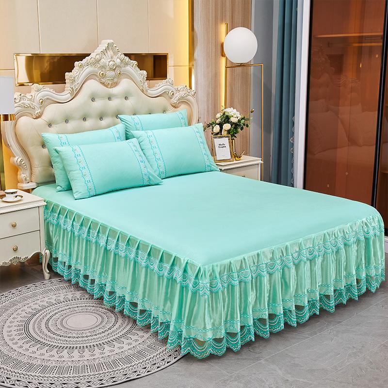 Комплект простыней на резинке с вышивкой и кружевом, 3 шт., Универсальный эластичный нескользящий комплект постельного белья для всех сезонов, Мягкий и удобный комплект простыней, приятный для кожи