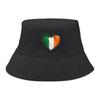 Heart Flag of Ireland Print Bucket Hat , Patriotic Men's Hat Spring Casual Polyester Beach Cap