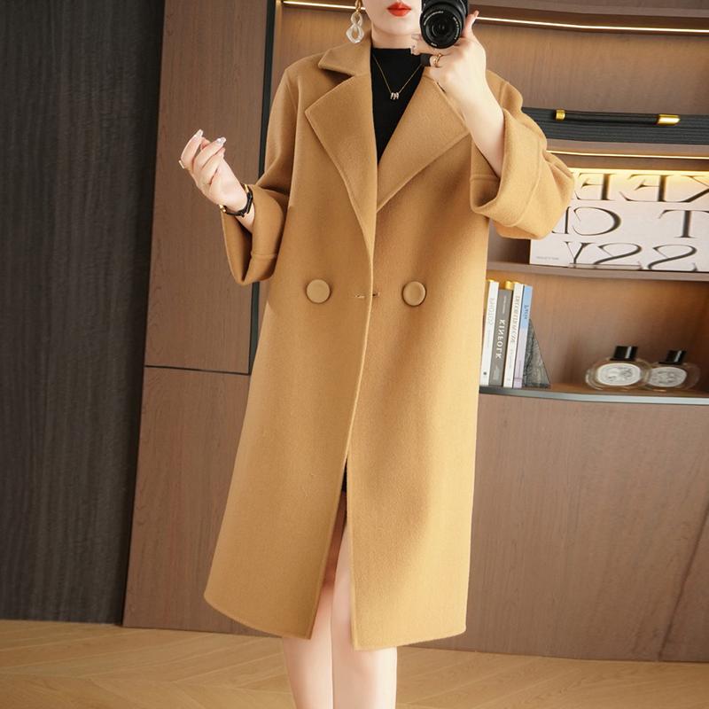 Женское пальто из 100% шерсти TIDENOVEL Осеннее шерстяное длинное пальто Ручной работы Пальто-бушлат Зимняя теплая шерстяная длинная куртка Пальто