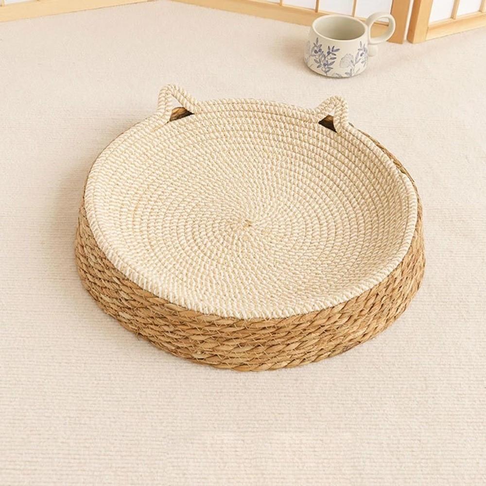 Woven Pet Sleeping Mat Round Shape Woven Cat Bed New Pet Supplies Small to Medium Cats