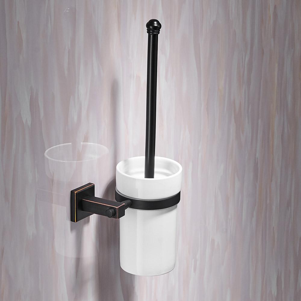 Bath Hardware Sets Black Brushed Bath Cup&Tumbler Holders Europe Toilet Brush Holder Towel Bar Paper Holders Cloth Hook WF-92500