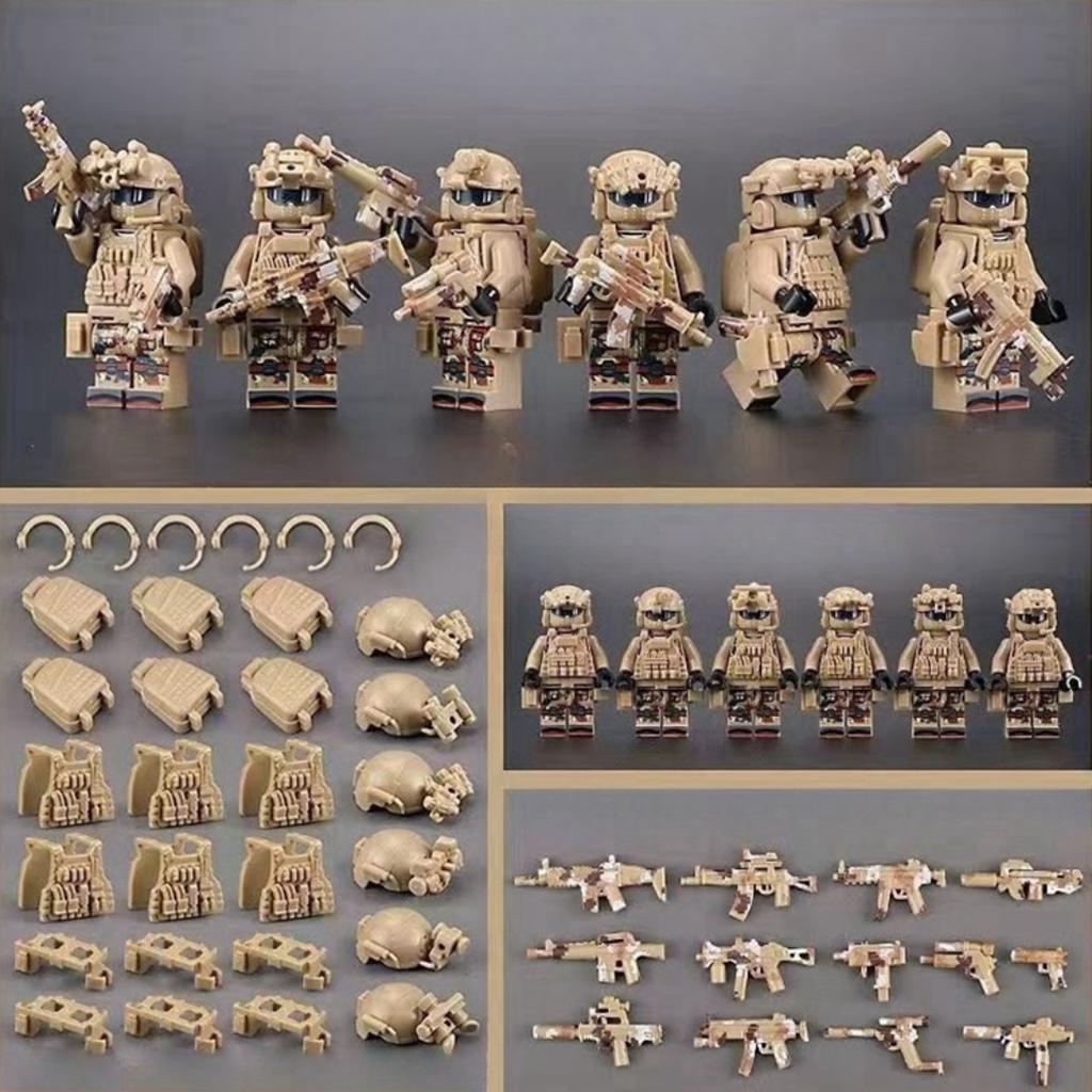 Military Special Forces Minifigures Building Blocks SWAT Ghost Commando Police Soldiers Army Action Figure Weapons Bricks Kids Toy Birthday Gifts