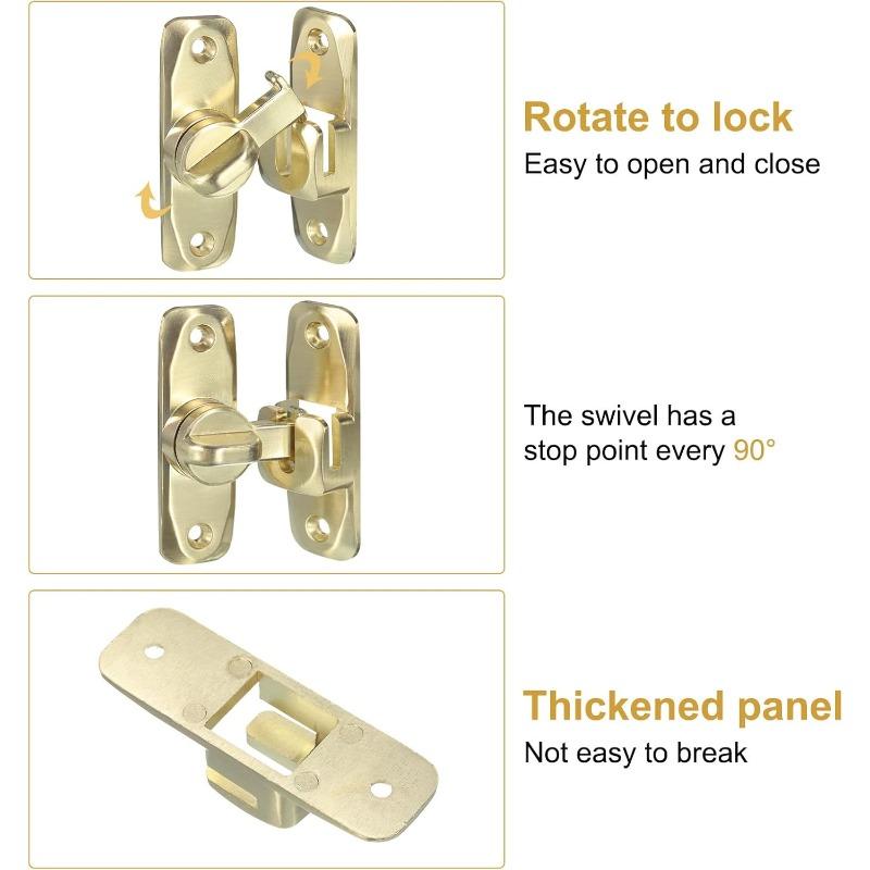 Замок для амбарной двери 90/180 градусов - Не требующий сверления, из цинкового сплава, откидной засов для раздвижной калитки, портативный замок для безопасности двери для кухонного шкафа