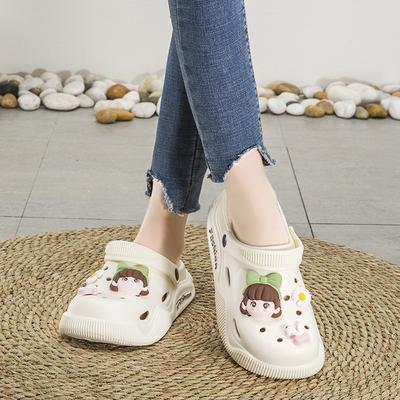 Летняя мода женская обувь обувь с отверстиями носить нескользящие туфли с мультяшной пляжной обувью на мягкой подошве шлепанцы