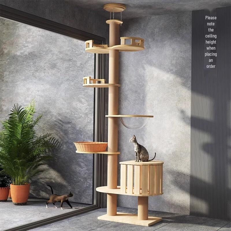 Floor-to-Ceiling Cat Tree with Integrated Condo