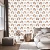 Rainbows and Butterflies Boho Wallpaper Light Gray, Orange, and Beige 50x1000