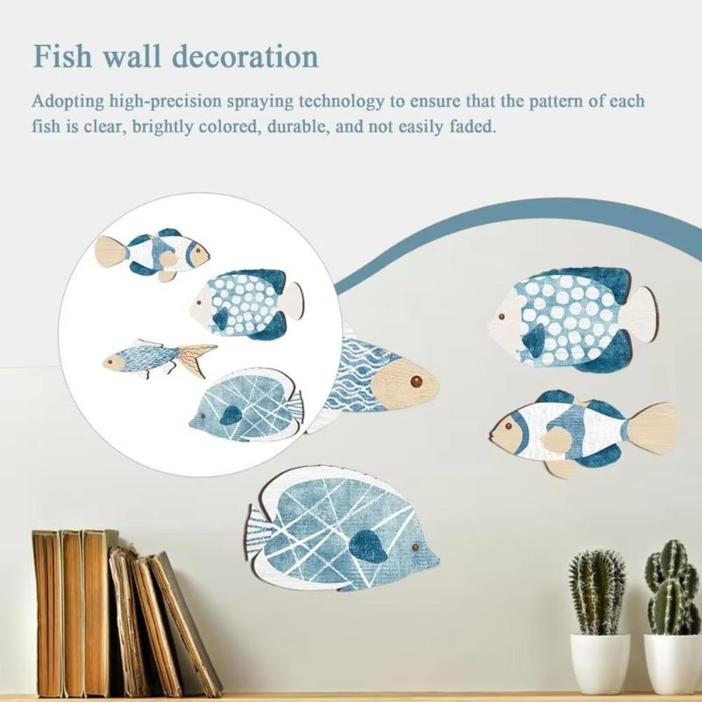4pcs Wooden Tropical Fish Wall Decoration Vintage Ocean Animal Ornaments  Kids Room Decor