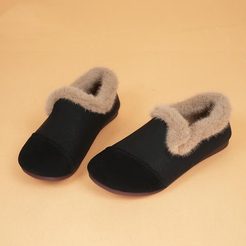 Женские зимние ботинки, тапочки, подкладка из искусственного меха, домашние тапочки для улицы и дома, женская обувь из искусственной замши, прогулочная обувь, мохнатые круглые носки, рабочие мокасины на плоской подошве