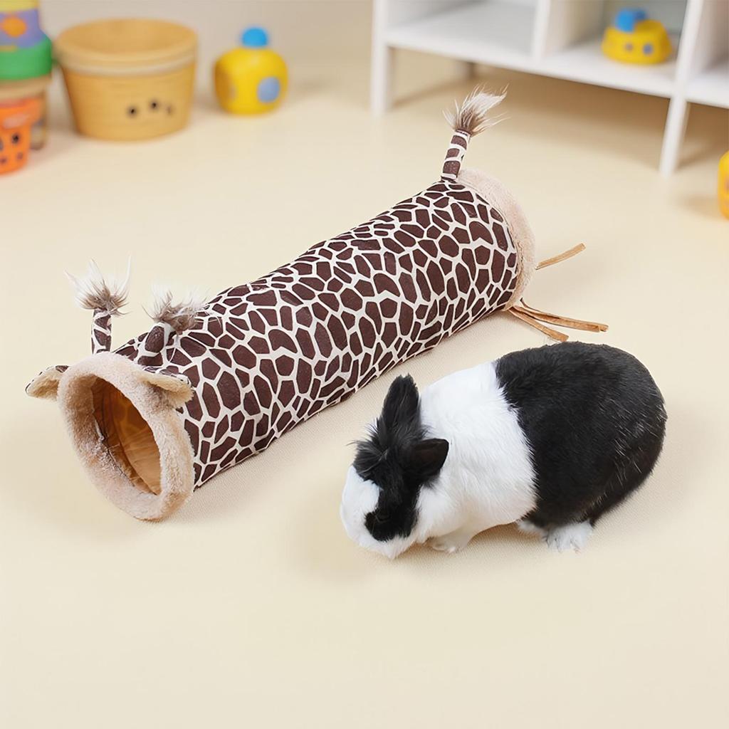 Hamster Tunnel Foldable Sleeping Shelter Enrichment Giraffe Design Warm Ferret Tube For Dwarf Bunny Hamster Hedgehog Ferret