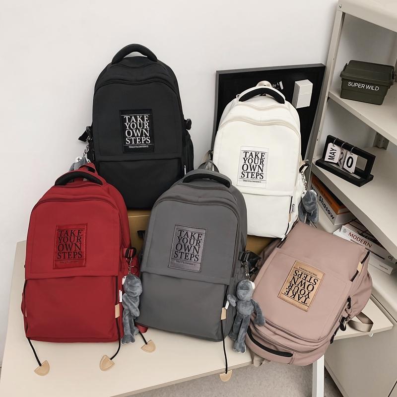 Большая вместимость школьного рюкзака для студента, женский дорожный рюкзак, однотонный мужской рюкзак с буквами