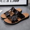 Модные повседневные кожаные мужские сандалии для отдыха на лето, пляжные туфли на плоской подошве, праздничные мужские тапочки в стиле ретро, шлепанцы двойного назначения, быстросохнущие, плоские