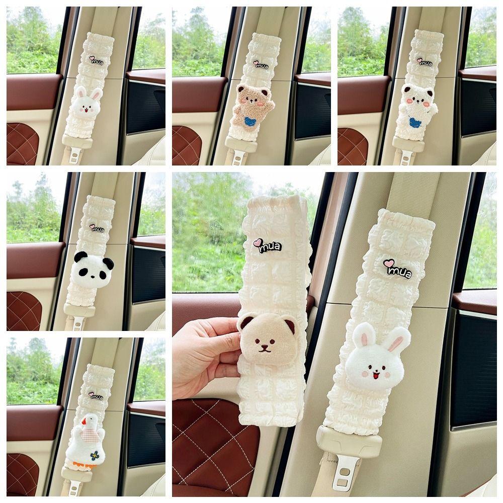 Plush Cartoon Bear Shoulder Cover Rabbit Car Seat Shoulder Cover Bear Rabbit Seat Belt Children