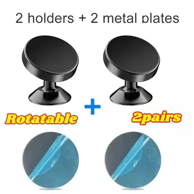 Metal Magnetic Phone Holder Mini Round Car Magnet Mount Universal Stick on Dashboard Magnetic Stand for Smartphone Navigation