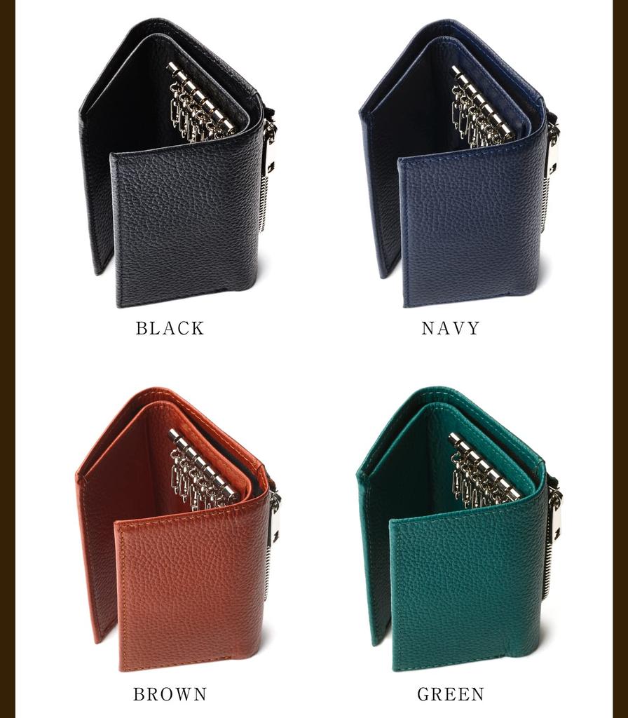 Key Case for Men by an But 6 Integrated Coin Smart Leather Card Holder [LUNICA] [Supervised Organizer] [Small Functions] Wallet, Purse, Key,