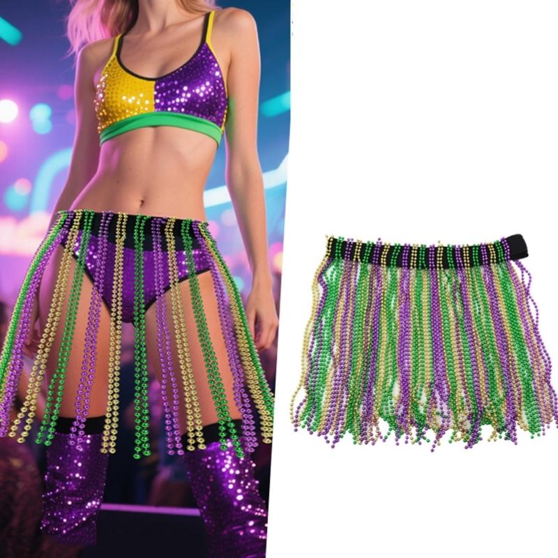 Three Color Beaded Skirt for Carnivals Halloween and Themed Parties Quick Assembly Design Stage Shows Photography Event