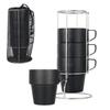 4Pcs Stackable Coffee Mugs Set with Rack Stacking 304 Stainless Steel Double Insulated Cups for