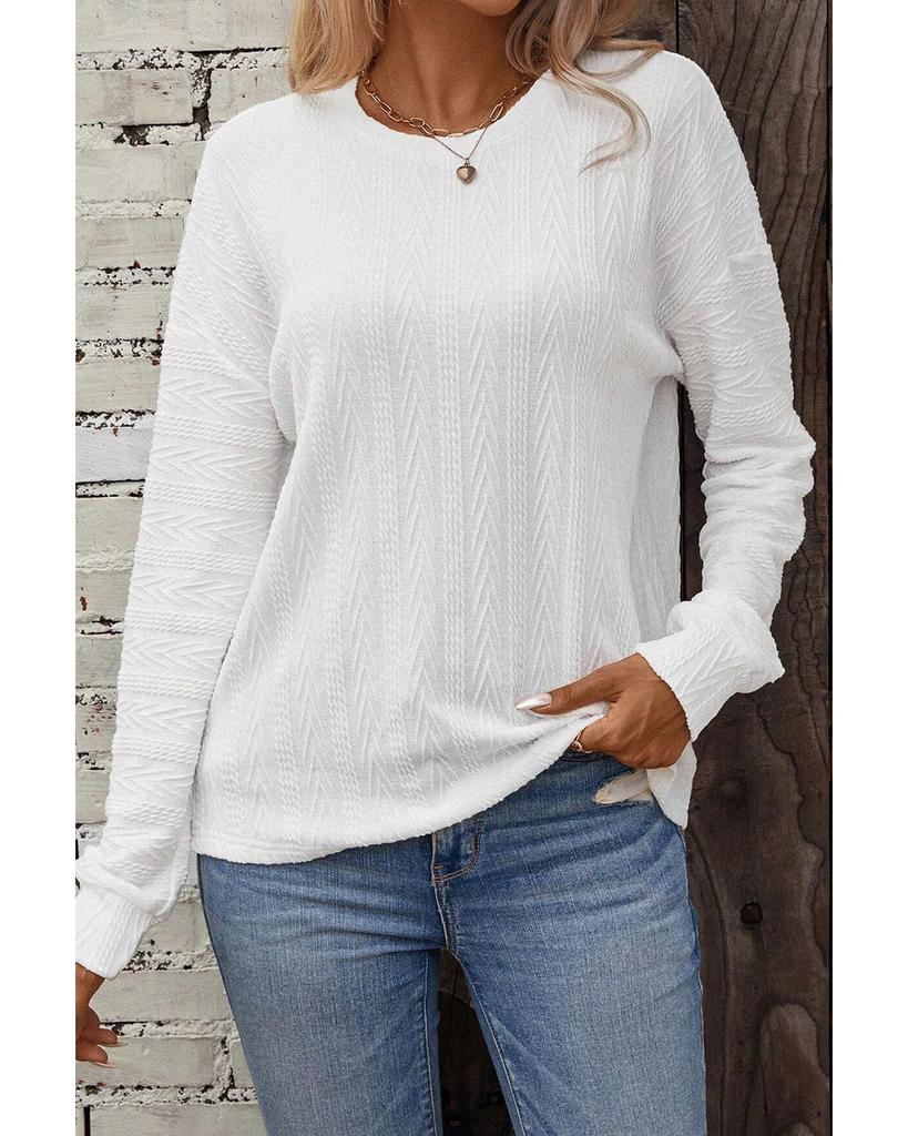 Azura Exchange Белый круглый вырез горловины с заниженной линией плеч, текстурированный трикотажный топ