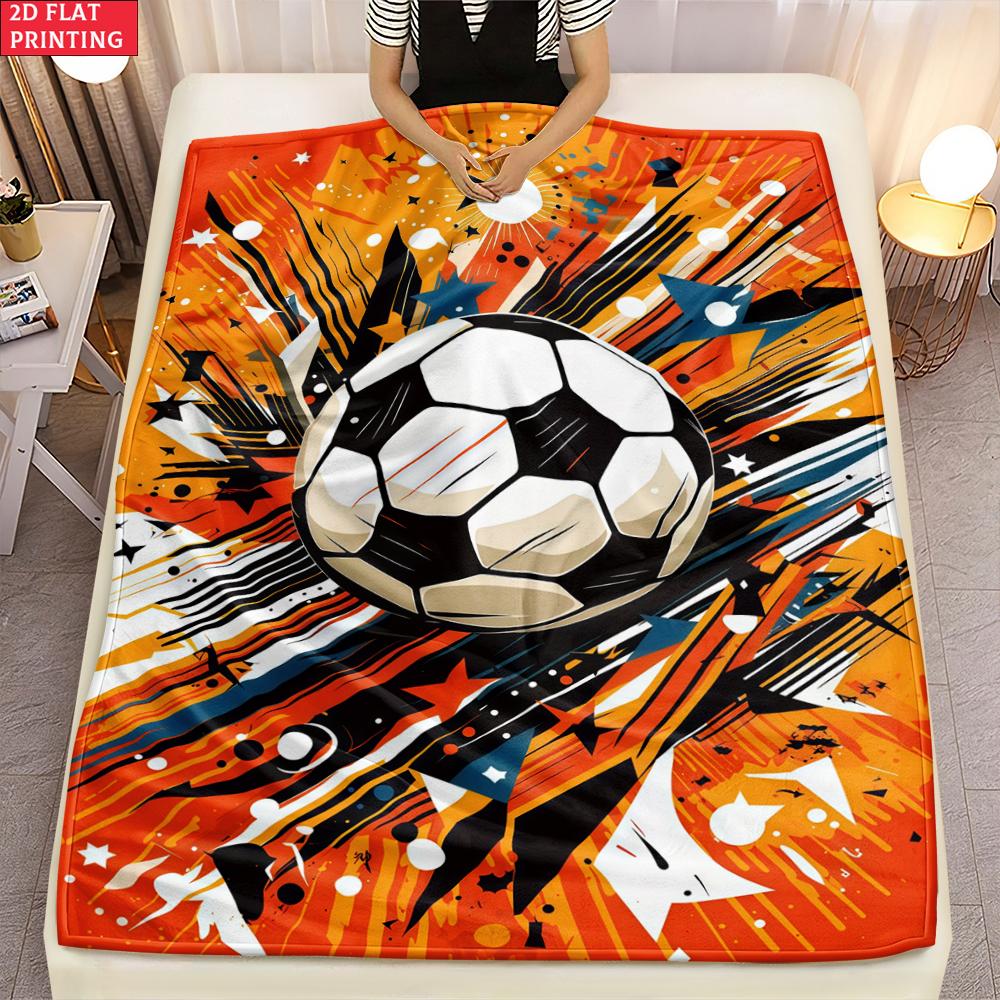 Vibrant Soccer Print thin Flannel Blanket for Bedroom,Living Rooms,Sofas Blankets,Lunch Breaks,blankets fluffy
