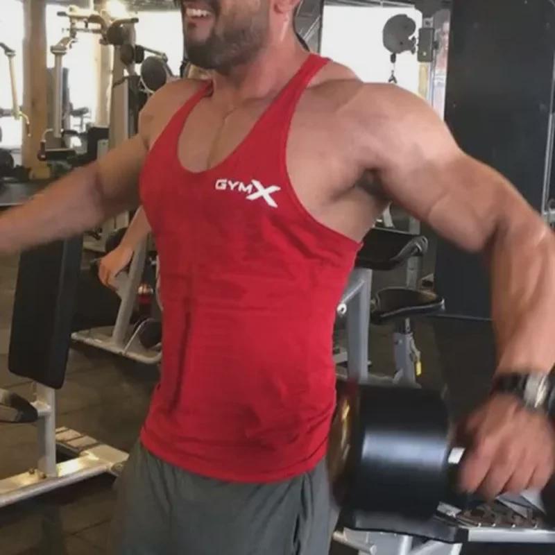 Мужская быстросохнущая футболка без рукавов для тренировок мышц