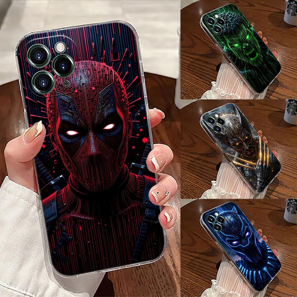 Чехол для телефона Marvel Heroes Deadpool Hulk Прозрачный для iPhone 17 Pro Max 17E 11 12 13 14 15 16 Pro Max Plus 17 Air 16E 7 X