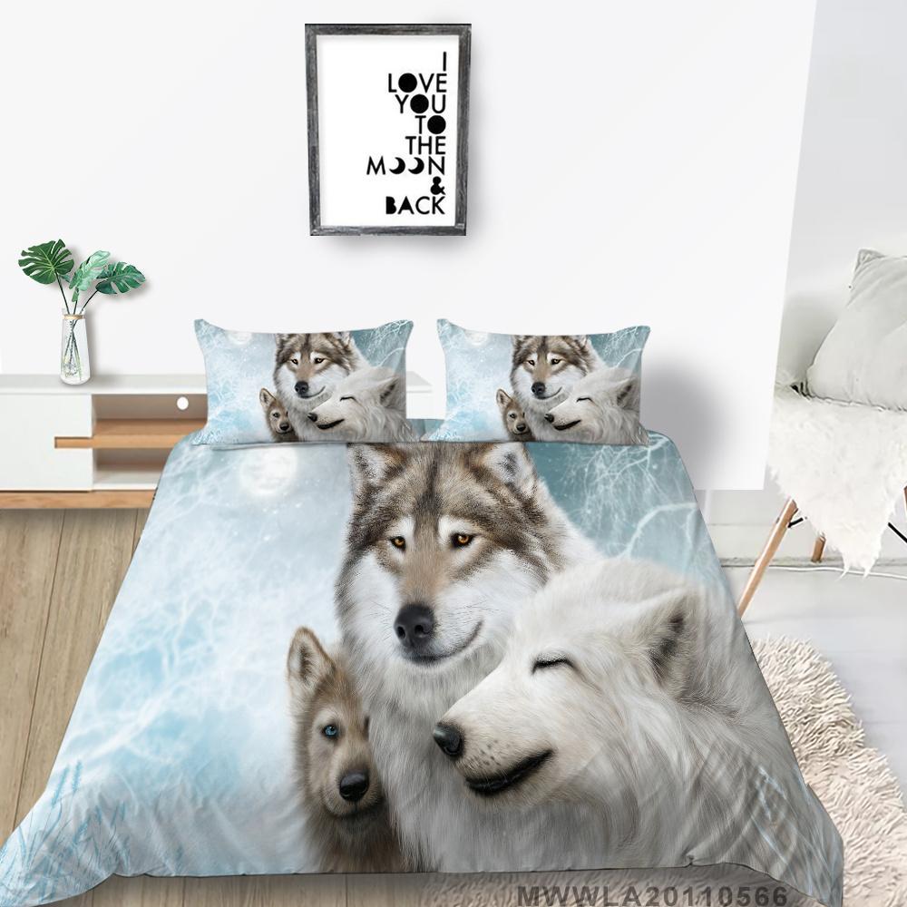 2023 New Style 3D Wolf Printed Single King Size Luxury Duvet Cover Set with Bedding Pillow Home Textiles Duvet Cover Sets