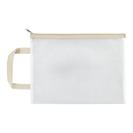 Transparent File Holder Zipper Bag with Handle PVC Waterproof Large Capacity Document Storage Bag Office Supplies