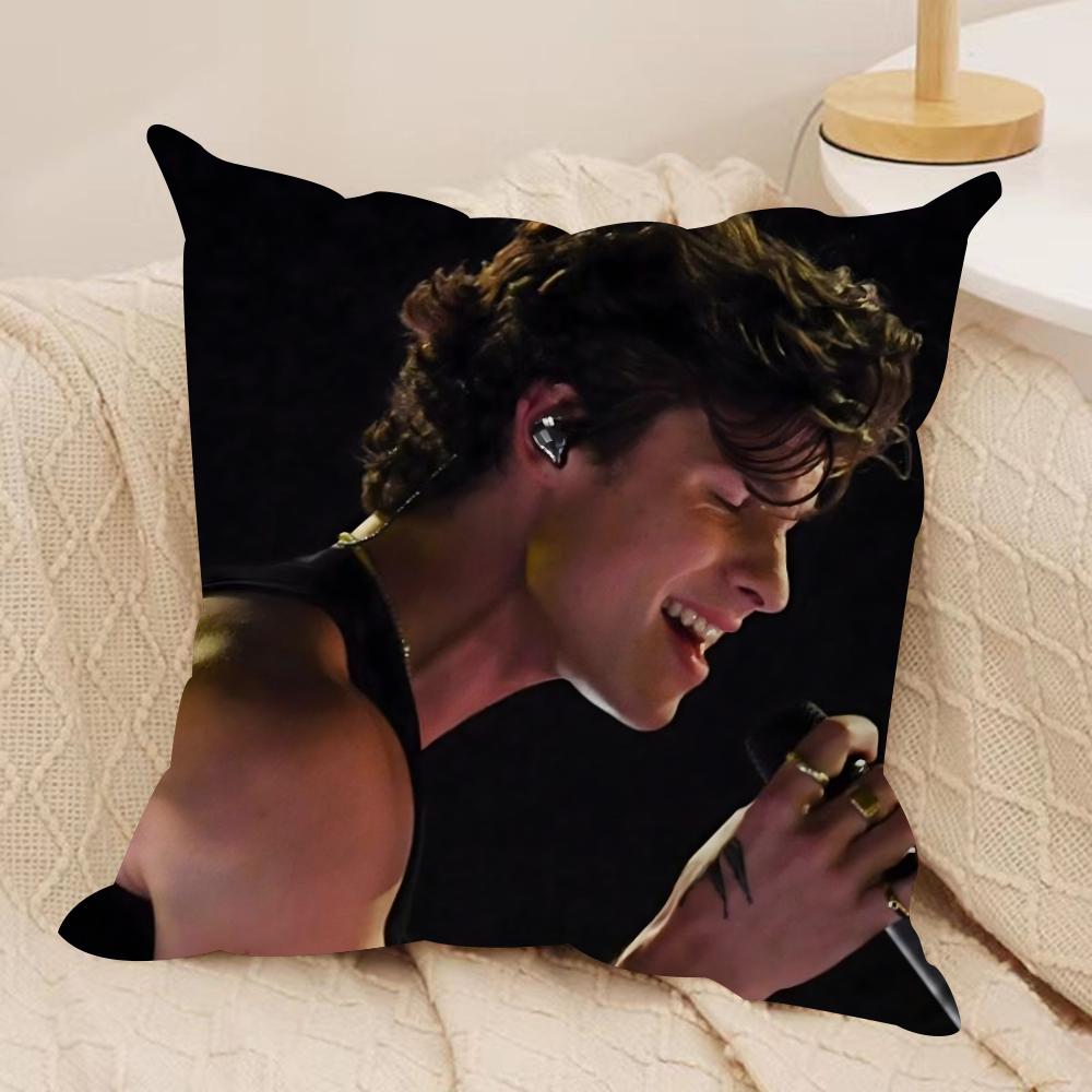 Singer SShawn Mendes Cushion Cover Silky Short Plush DoubleSided Printed Pillow Case for Sofa All Seasons Home Decor Gift
