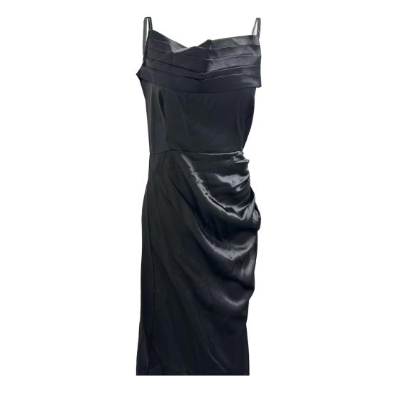 Женское вечернее платье с разрезом по бокам, плиссированное, с открытой спиной, облегающее платье макси на тонких бретельках, с глубоким вырезом, без рукавов, платье-комбинация А-силуэта для вечеринки