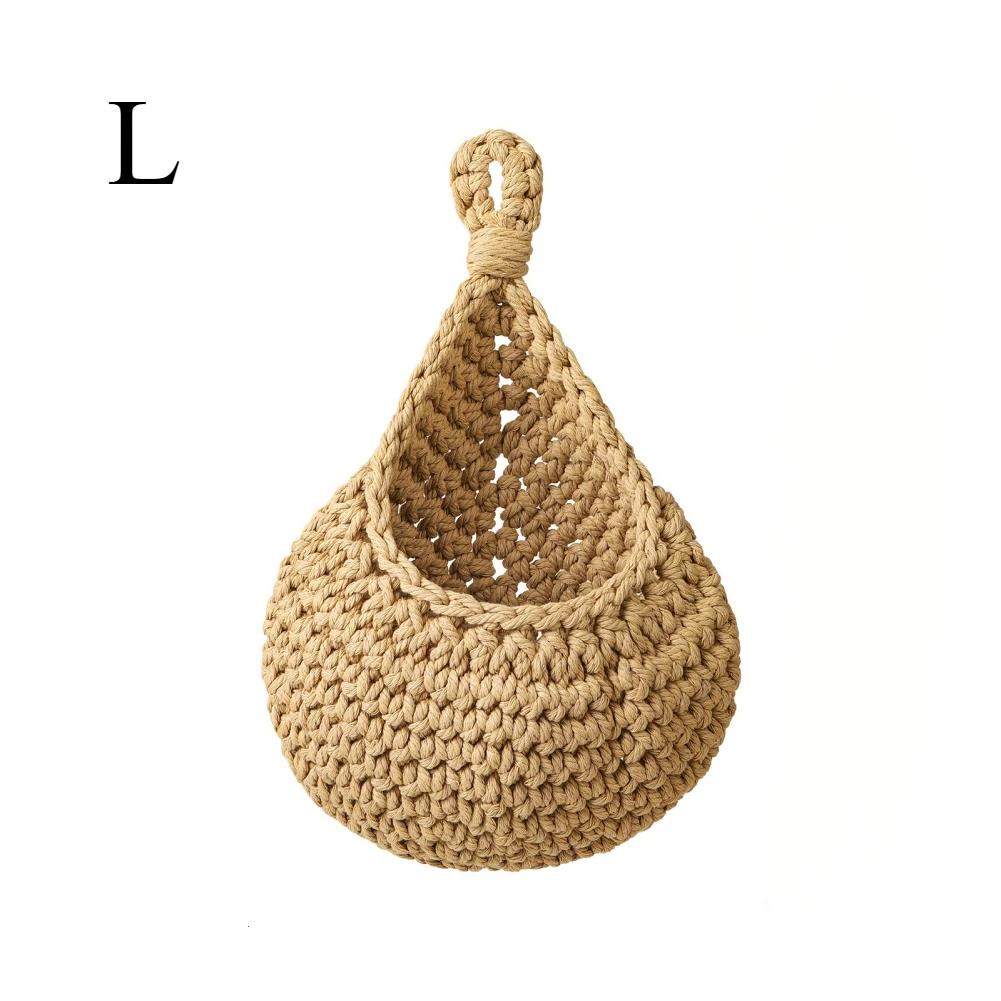 1 шт. Органайзер для корзины для овощей и фруктов, плетеный вручную, настенный, сетчатый, в форме капли, для растений, цветов, украшения для кухни и сада