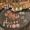 13pairs Vintage Dangle Earrings Set Boho Vacation Style Zircon Tassel Statement Ornaments Beach Music Festival Gifts for Women
