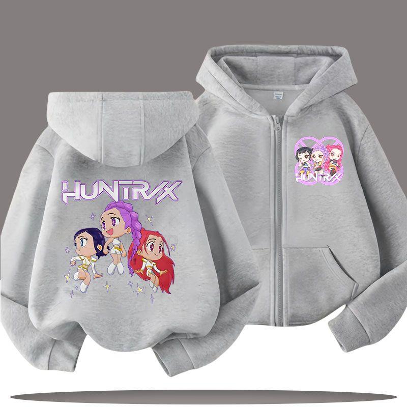 KPop Demon Hunters Zipper Hoodies for Boys and Girls, Children's Fashion Sweatshirts