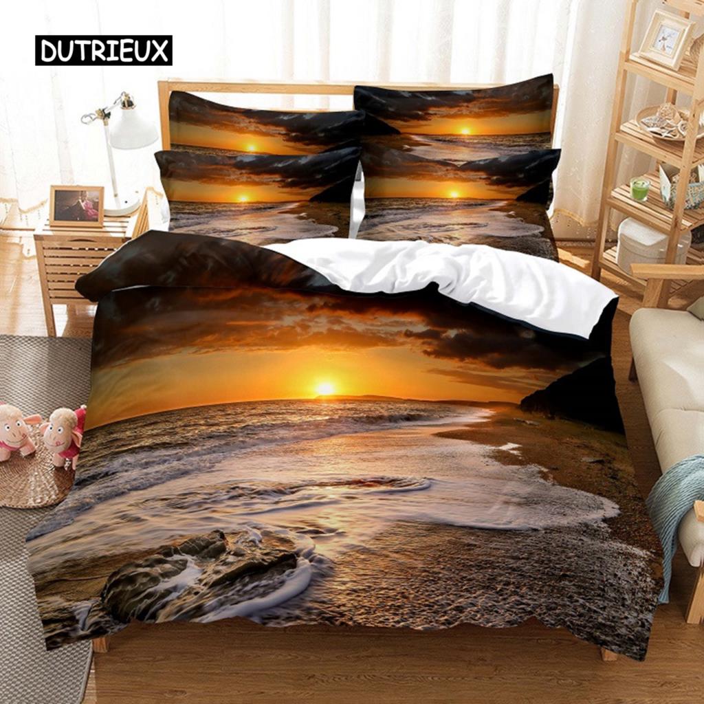 Комплект постельного белья Beach Coconut Tree, комплект пододеяльников, постельное белье с 3D-принтом, комплект постельного белья размера Queen, модный дизайн