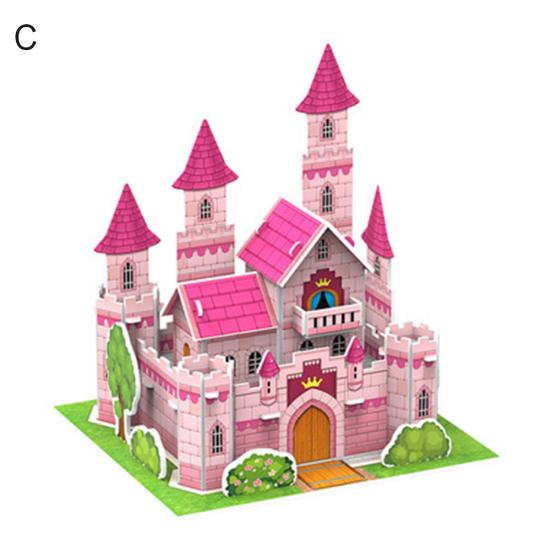 Three-Dimensional 3D Model Puzzles Handmade DIY Houses Building Blocks Kids Toys