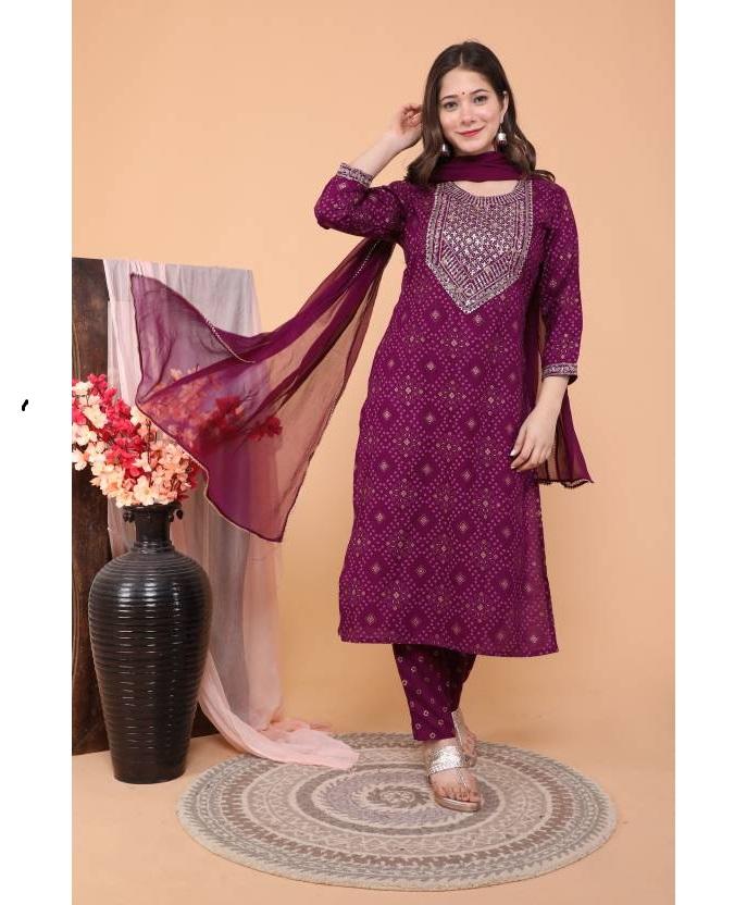 Party Wear Designer Kurta Pant Dupatta Set Women Indian Bollywood Top Tunic Kurti Salwar Suit